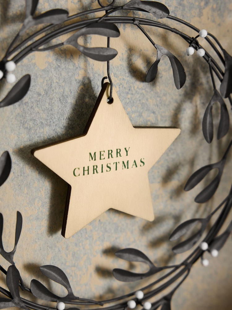 Grey Mistletoe Merry Christmas Hanging Decoration - Image 2 of 3