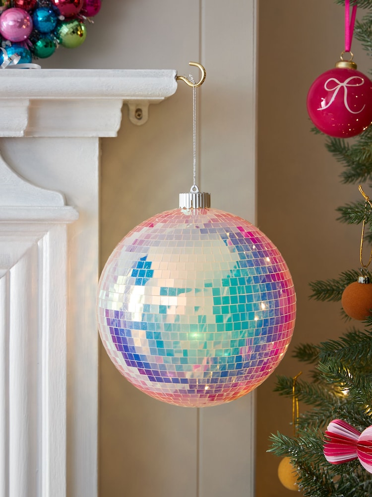 Iridescent Light Up Disco Ball Ornament - Image 1 of 4 Iridescent Light Up Disco Ball Ornament - Image 1 of 4