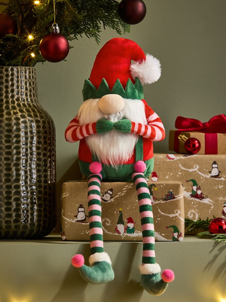 Red/Green Elf Gonk Christmas Plush Ornament - Image 1 of 3 Red/Green Elf Gonk Christmas Plush Ornament - Image 1 of 3
