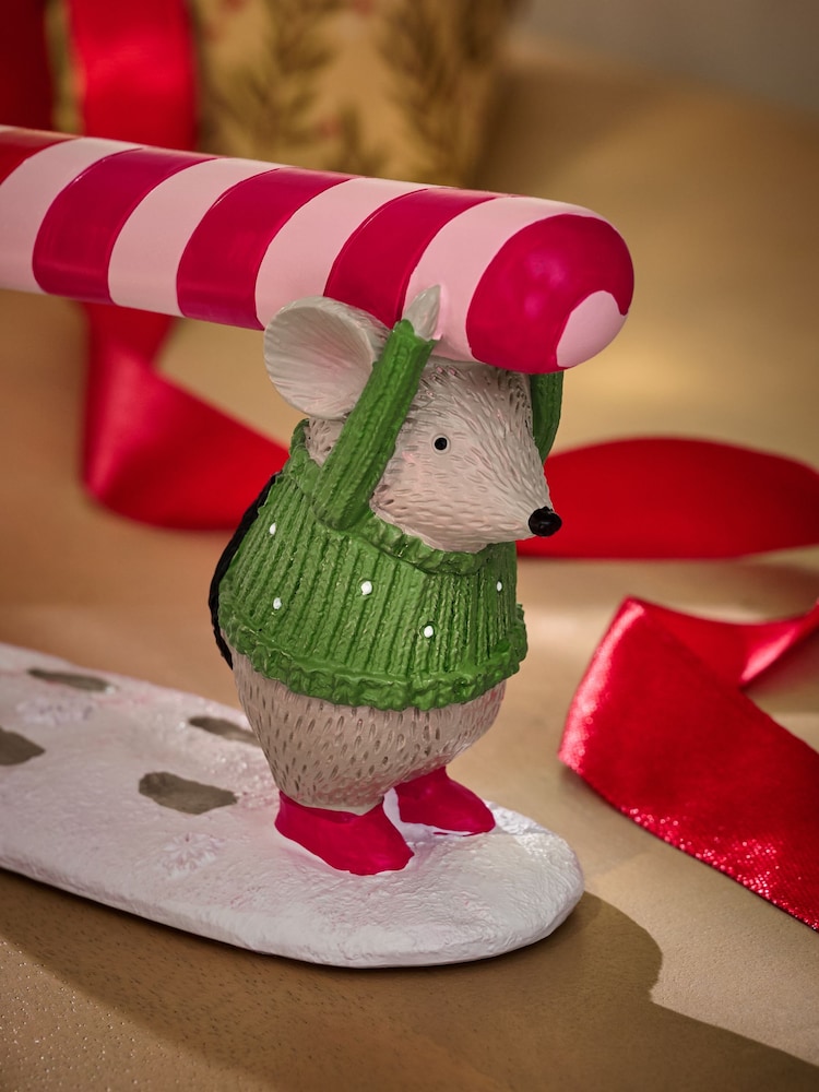 Red/Pink Christmas Mouse Candy Cane Ornament - Image 2 of 3