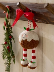 Christmas Pudding Novelty Plush Small Christmas Decoration with Dangly Legs - Image 2 of 2