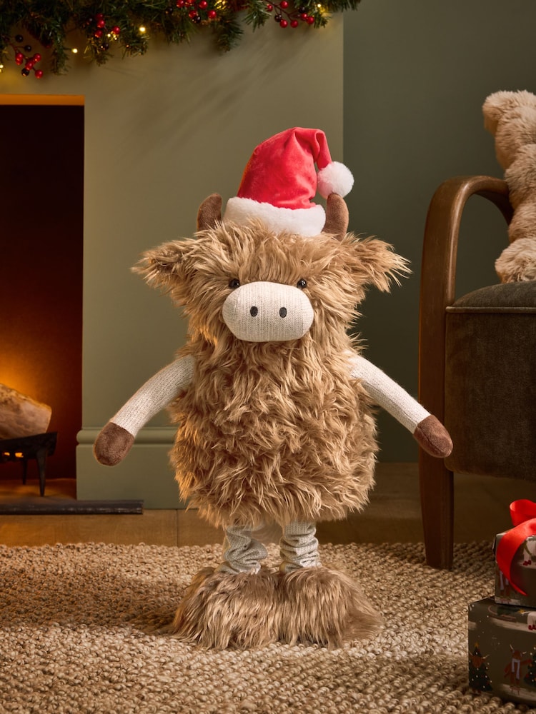 Brown Musical Hamish Christmas Ornament with Extendable Legs - Image 1 of 5 Brown Musical Hamish Christmas Ornament with Extendable Legs - Image 1 of 5