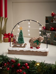 White/Green Light Up Hamish The Highland Cow Christmas Scene - Image 1 of 5
