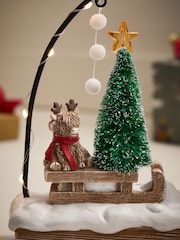 White/Green Light Up Hamish The Highland Cow Christmas Scene - Image 2 of 5