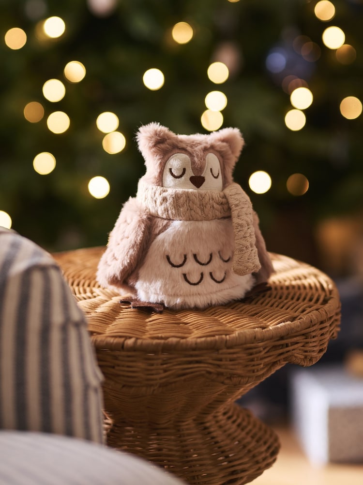 Natural Light Up Fluffy Owl Christmas Ornament - Image 2 of 5