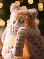 Natural Light Up Fluffy Owl Christmas Ornament - Image 3 of 5