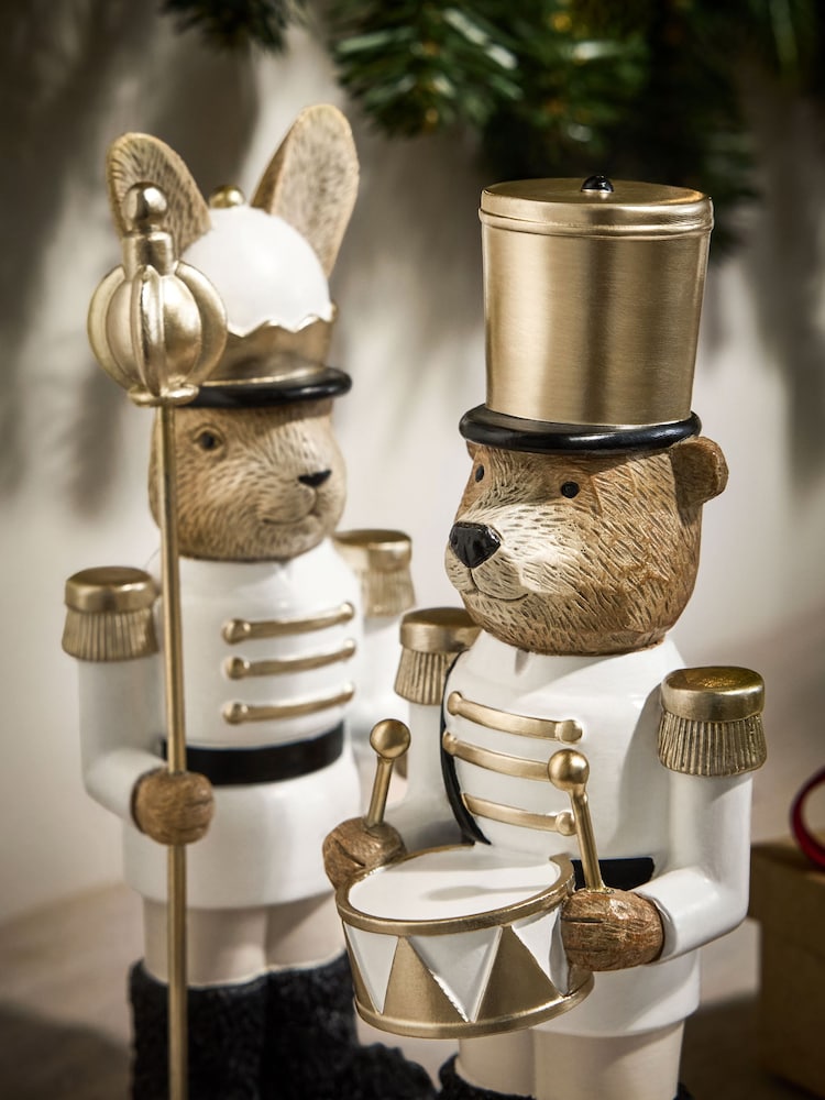 Set of 2 White Rosie and Bertie Nutcracker Christmas Ornaments - Image 2 of 5 Set of 2 White Rosie and Bertie Nutcracker Christmas Ornaments - Image 2 of 5