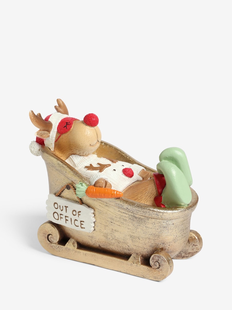Green Reindeer Sleigh Christmas Ornament - Image 1 of 1