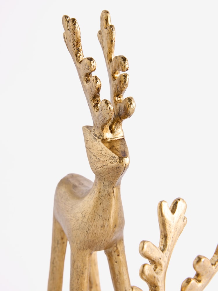 Set of 3 Gold Christmas Stag Ornaments - Image 6 of 6