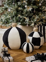 Black/White Plush Bauble Christmas Ornament - Image 1 of 5