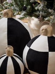 Black/White Plush Bauble Christmas Ornament - Image 2 of 5