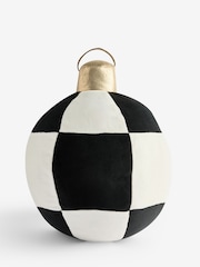 Black/White Plush Bauble Christmas Ornament - Image 4 of 5
