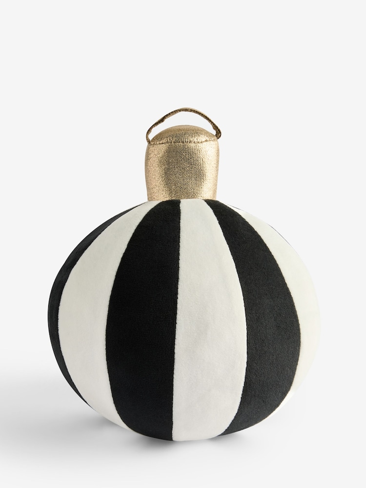 Black/White Plush Bauble Christmas Ornament - Image 5 of 5 Black/White Plush Bauble Christmas Ornament - Image 5 of 5