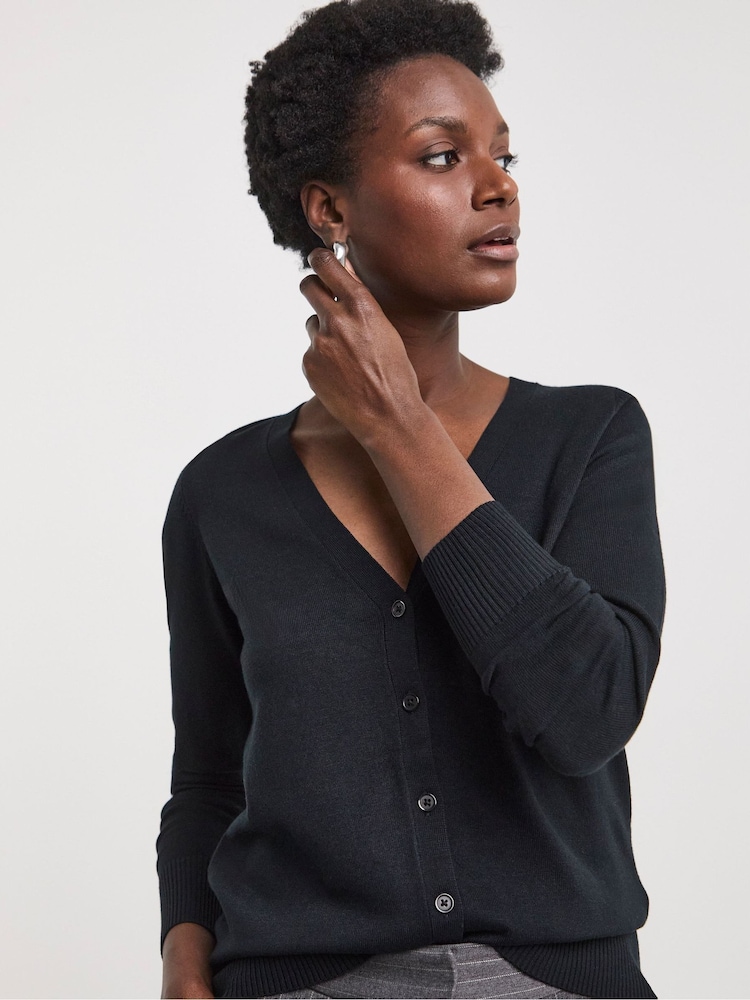 JD Williams Black V Neck Cardigan - Image 1 of 4 JD Williams Black V Neck Cardigan - Image 1 of 4