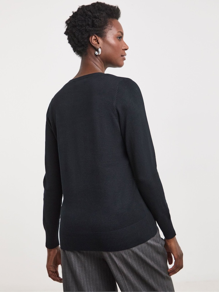 JD Williams Black V-Neck Cardigan - Image 2 of 4