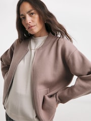 JD Williams Brown Knitted Bomber Jacket - Image 1 of 4