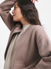 JD Williams Brown Knitted Bomber Jacket - Image 3 of 4