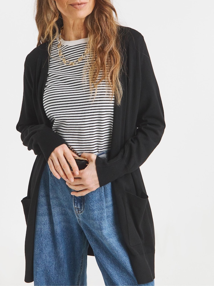 JD Williams Black Longline Edge To Edge Cardigan - Image 2 of 4
