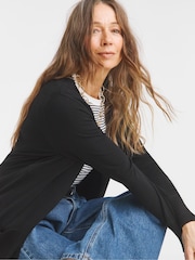 JD Williams Black Longline Edge To Edge Cardigan - Image 3 of 4