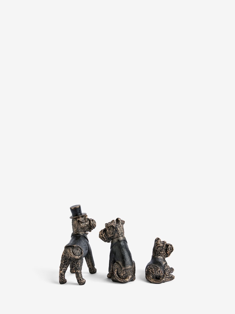 Set of 3 Black/Gold Wilson the Schnauzer Dog Ornaments - Image 2 of 3