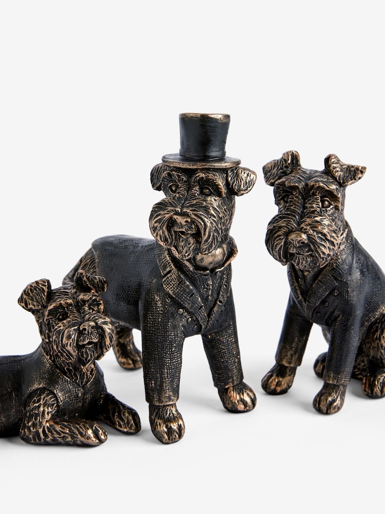 Set of 3 Black/Gold Wilson the Schnauzer Dog Ornaments - Image 3 of 3