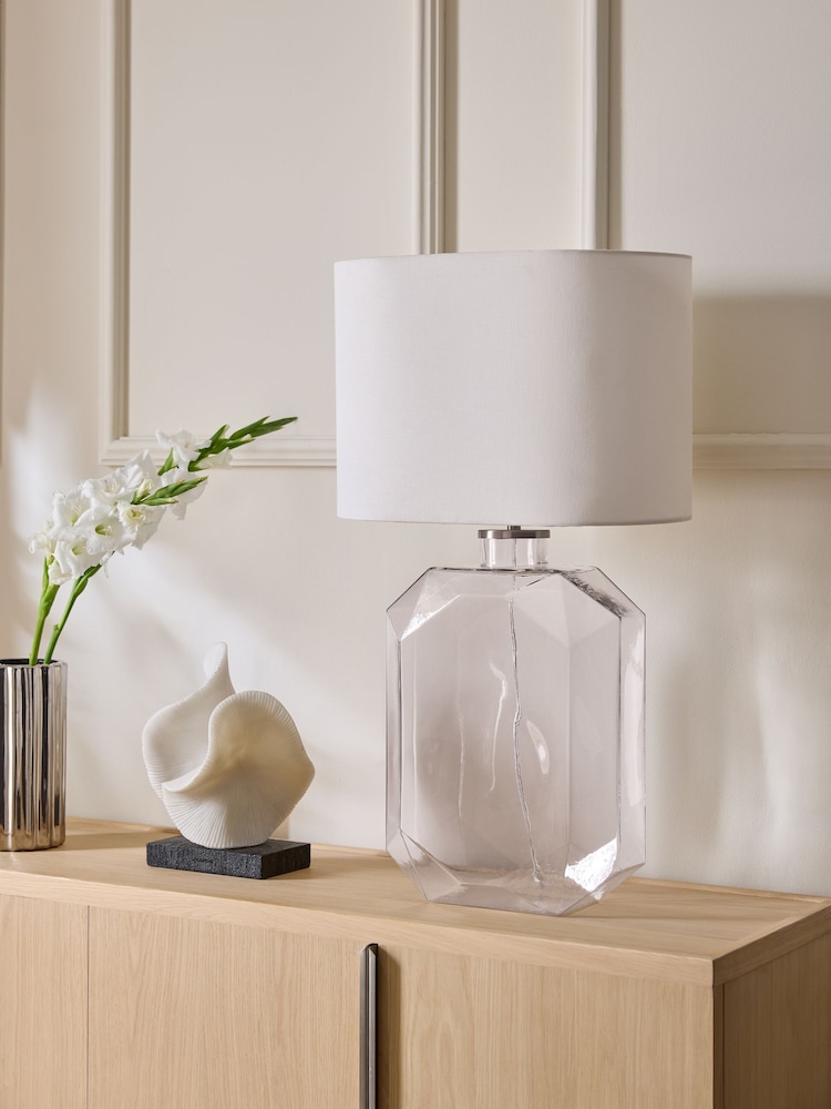 Sosandar White/Clear Glass Geo Table Lamp - Image 2 of 6