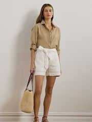 Lauren Ralph Lauren Daviana Linen Belted Shorts - Image 4 of 8