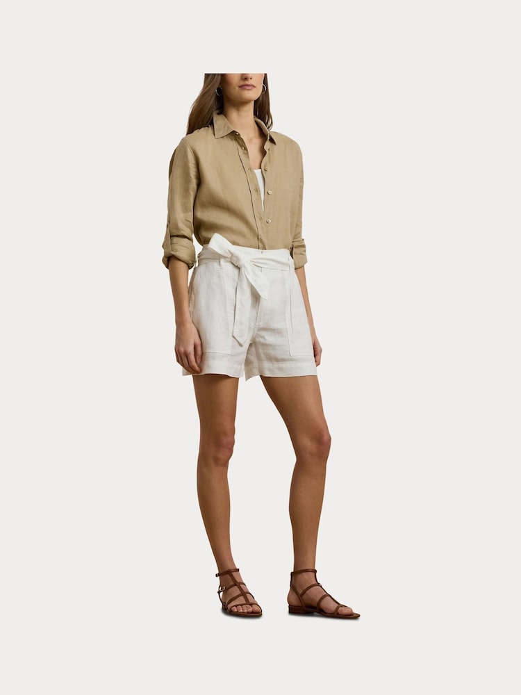 Lauren Ralph Lauren Daviana Linen Belted Shorts - Image 6 of 8