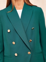 Friends Like These Green Military Gold Button Tailored Fitted Blazer - Image 2 of 4