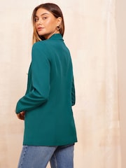 Friends Like These Green Military Gold Button Tailored Fitted Blazer - Image 4 of 4