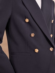 Friends Like These Blue Military Gold Button Tailored Fitted Blazer - Image 3 of 4