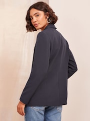 Friends Like These Blue Military Gold Button Tailored Fitted Blazer - Image 4 of 4