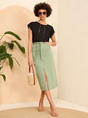 Negro - Camiseta tejida con encaje en los hombros de Love & Roses - Imagen 4 de 4