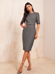 Friends Like These Green Boat Neck 3/4 Sleeve Tailored Dress - Image 3 of 4