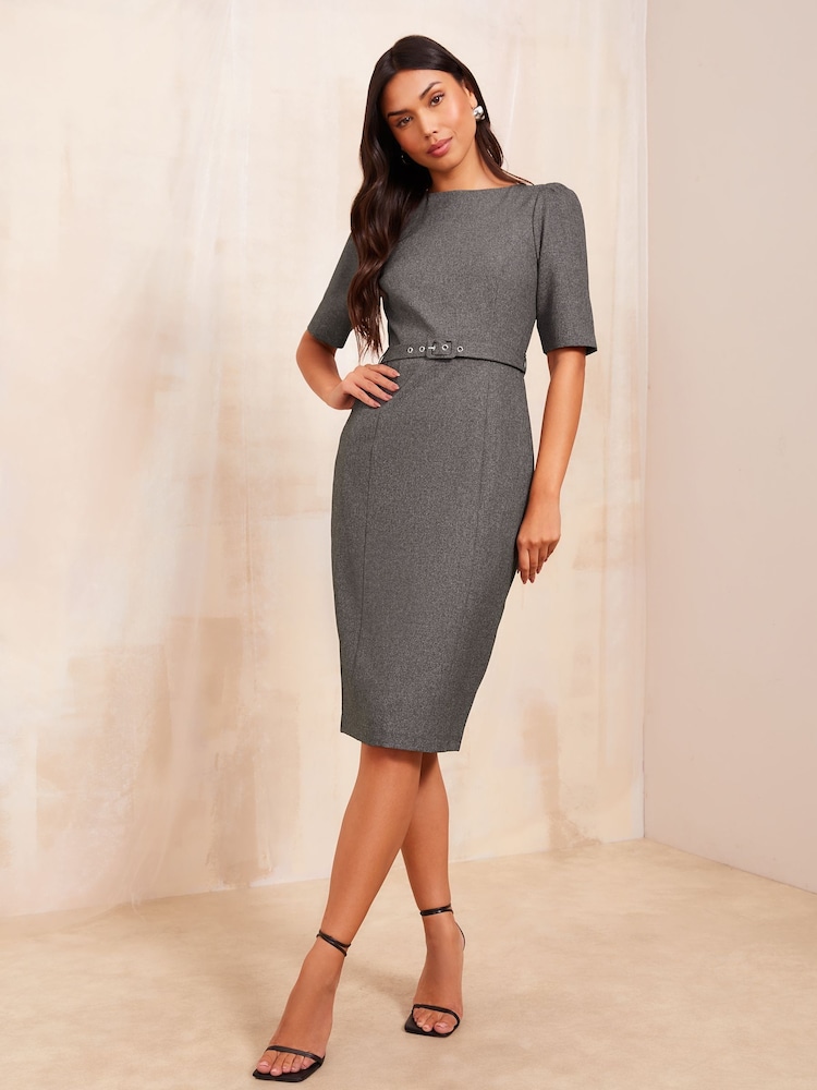 Friends Like These Green Boat Neck 3/4 Sleeve Tailored Dress - Image 3 of 4