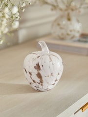 White/Gold Confetti Glass Apple Ornament - Image 1 of 4