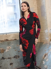 Star by Julien MacDonald Red Oriental Floral Dress - Image 3 of 6