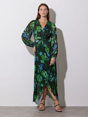 Star by Julien MacDonald Green Pleated Floral Leaf Dress - Image 1 of 6