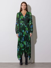 Star by Julien MacDonald Green Pleated Floral Leaf Dress - Image 2 of 6