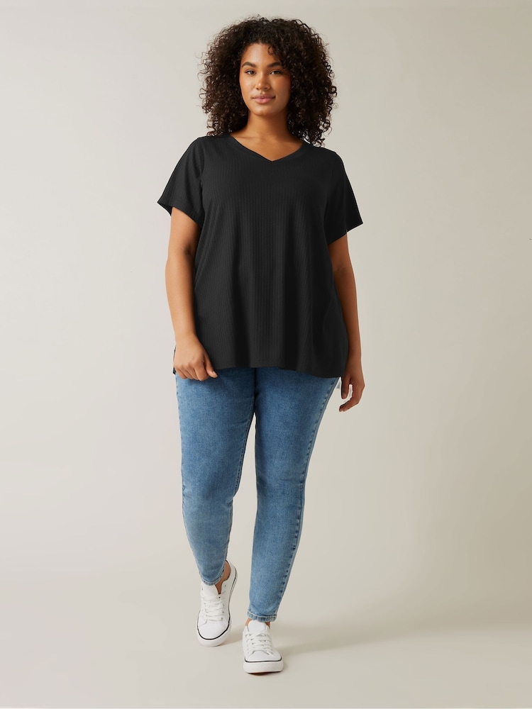 Evans Short Sleeve Modal Rich Ribbed T-Shirt - Image 2 of 5
