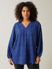 Evans Curve Cobalt Blue Spot Print Blouses - Image 1 of 5