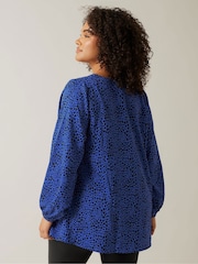 Evans Curve Cobalt Blue Spot Print Blouses - Image 3 of 5