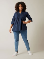 Evans Pintuck Slub Henley 100% Cotton Top - Image 2 of 5