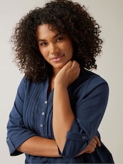 Evans Pintuck Slub Henley 100% Cotton Top - Image 4 of 5