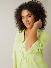 Evans Green Pintuck Slub Henley 100% Cotton Top - Image 4 of 5