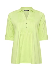 Evans Green Pintuck Slub Henley 100% Cotton Top - Image 5 of 5