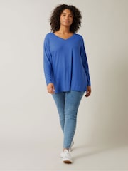 Evans Blue Long Sleeve Modal Rich Ribbed T-Shirt - Image 2 of 5