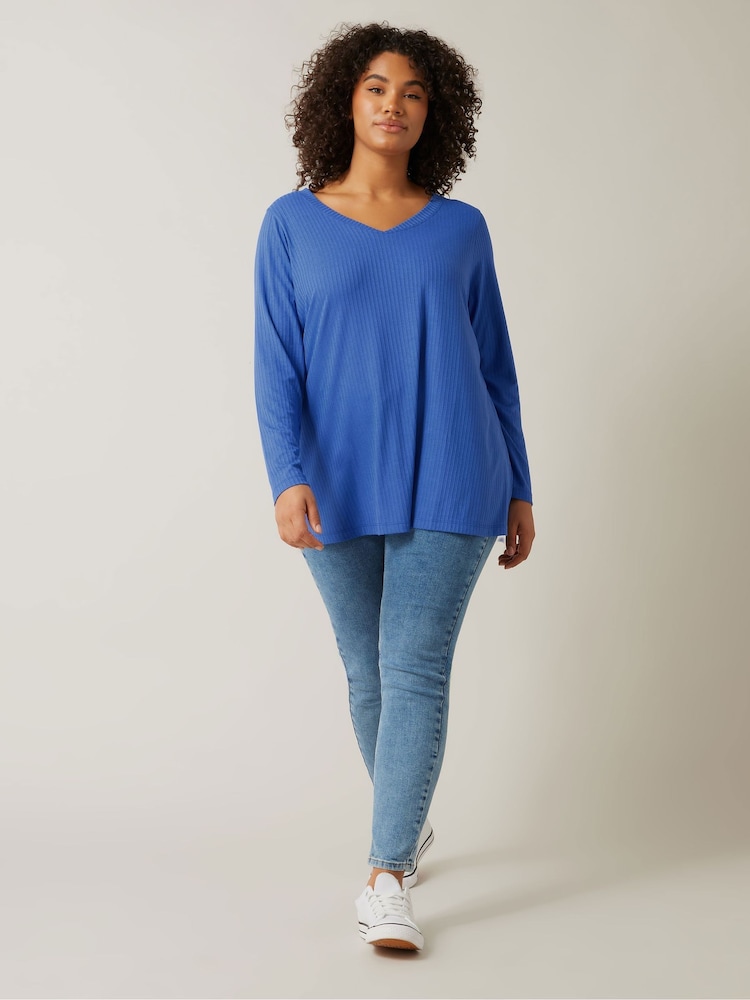 Evans Blue Long Sleeve Modal Rich Ribbed T-Shirt - Image 2 of 5