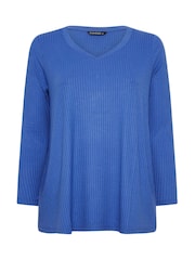 Evans Blue Long Sleeve Modal Rich Ribbed T-Shirt - Image 5 of 5