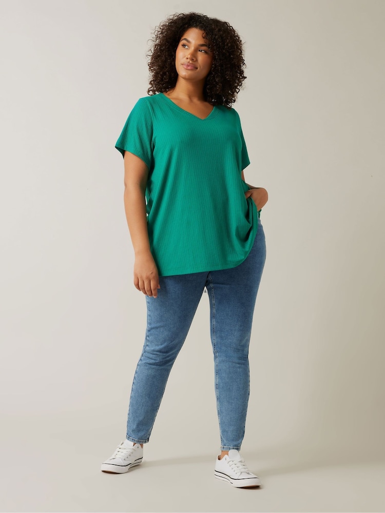 Evans Green Short Sleeve Modal Rich Ribbed T-Shirt - Image 2 of 5